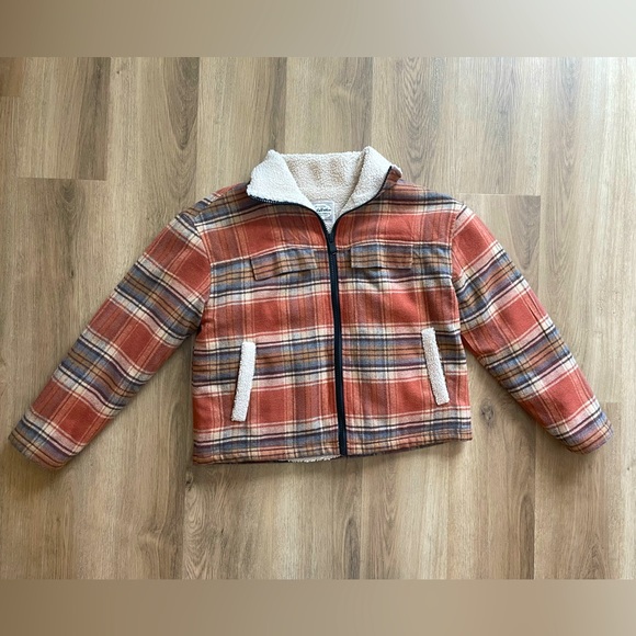 flag and anthem Jackets & Blazers - flag and anthem sherpa lined orange plaid jacket
